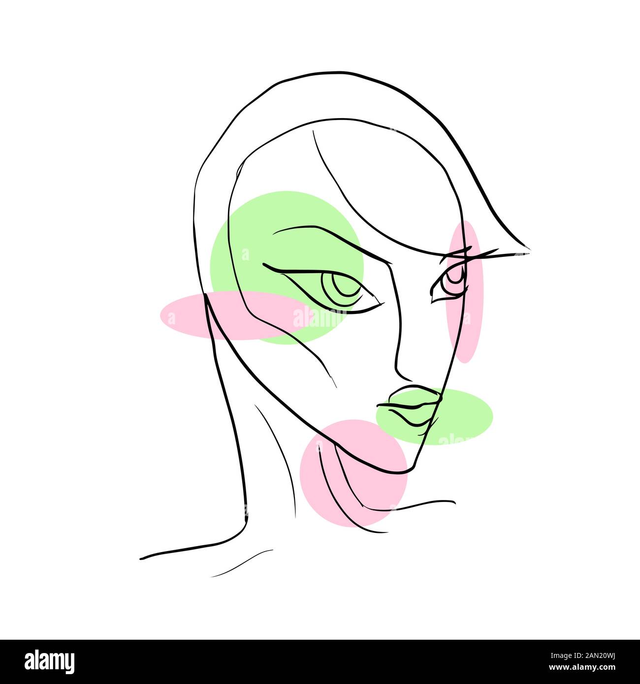 Donna astratta faccia un disegno di linea. Illustrazione Vettoriale