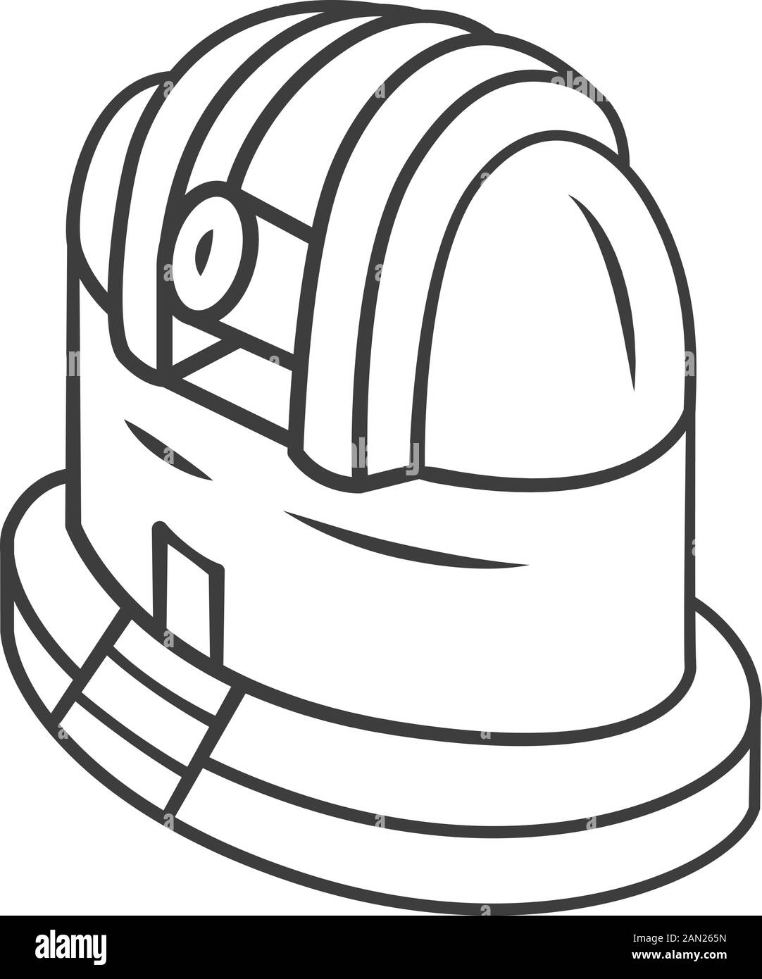 Icona Osservatorio lineare. Osservazioni astronomiche. Studi climatologici astronomici. Analisi cielo stellato. Illustrazione a linee sottili. Simbolo del contorno. Illustrazione Vettoriale