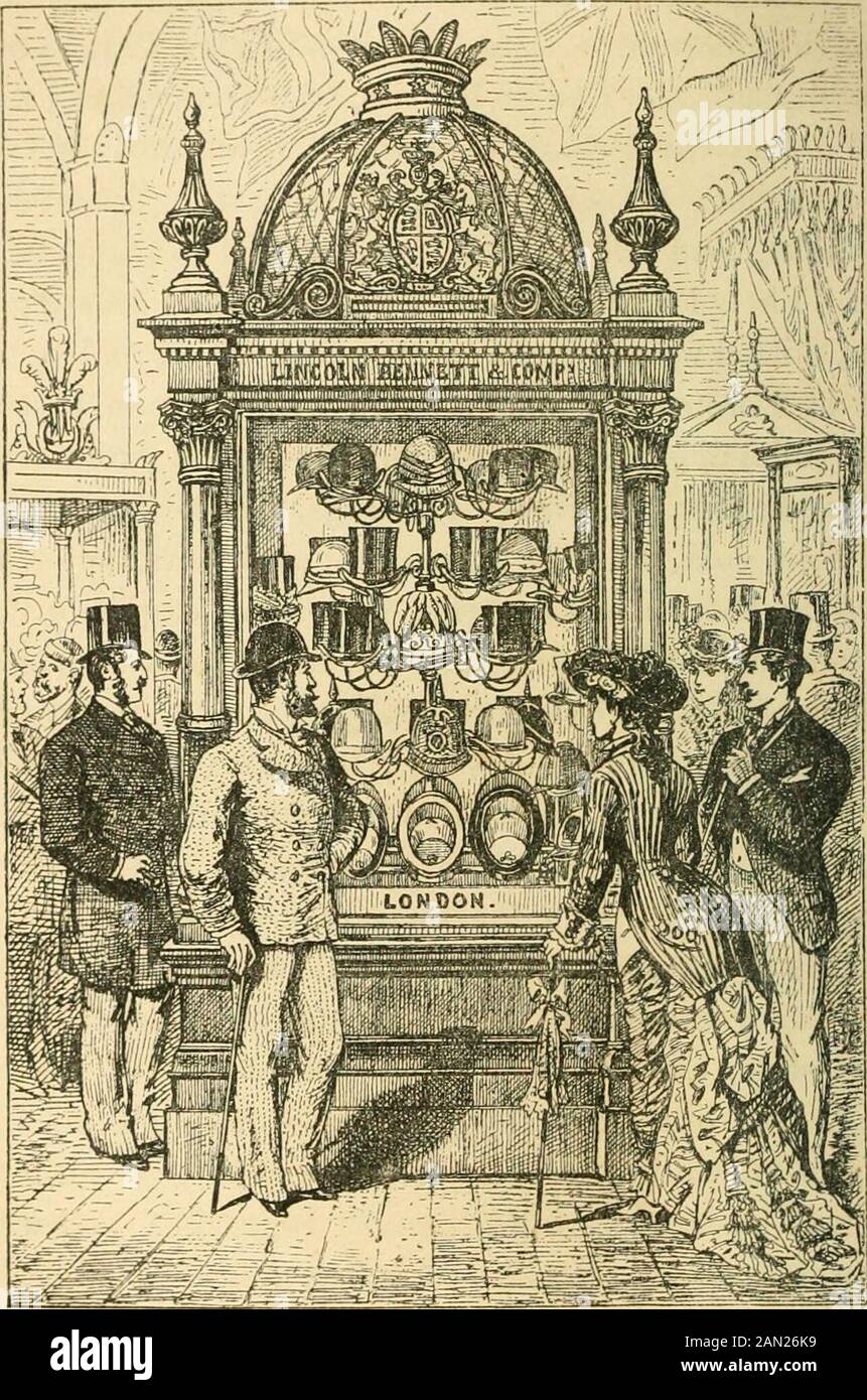 Parigi stessa di nuovo nel 1878-9 . d coda come maniglia. Severaltablets di fantasia, con monogrammi illuminati in ogni varietà di stile, e che Messrs Leuchars sono stati i primi tointrodurre, anche ornamento della vetrina della ditta, che sono altrettanto ben noti a Piccadilly e la Ptue de la Paix. Alcuni dei miei lettori naturalmente ricorderanno, e saranno anche stati indossatori di, il vecchio cappello castoro, notevole per itpeso, il suo calore, la sua costuttezza, e la sua fluidità di texture.Esemplari di esso indugiare, credo, in una condizione quasi-fossile quartieri agricoli remoti, dove essi Foto Stock