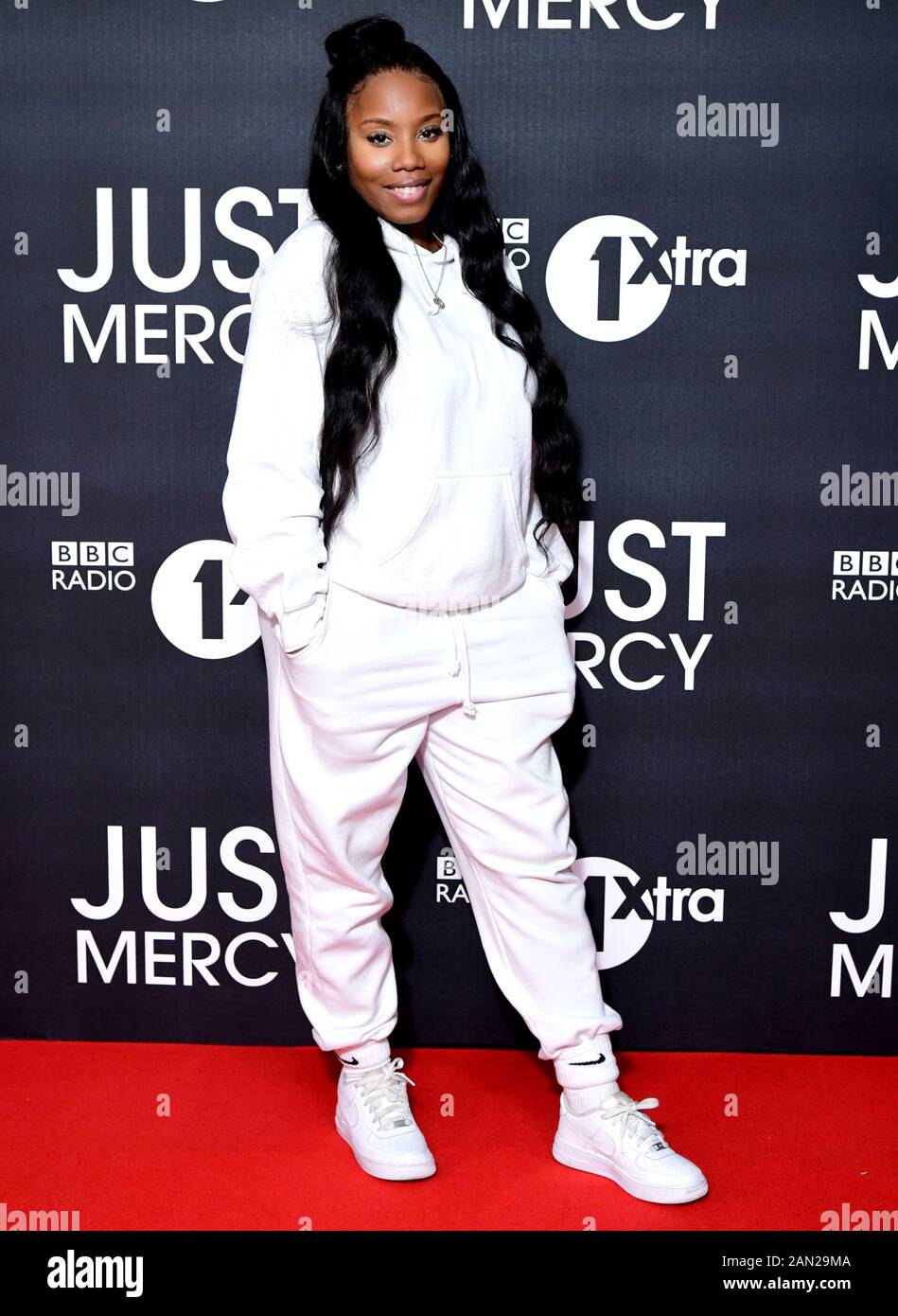 Nadia Jae partecipa allo screening speciale del Regno Unito Di Just Mercy tenutosi al Vue Cinema, Leicester Square di Londra. Foto Stock