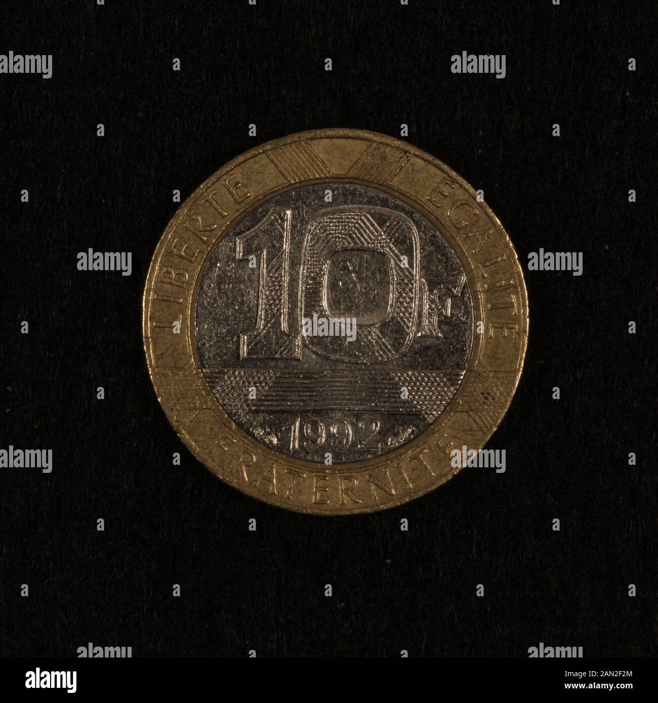Vorderseite einer ehemaligen Französischen 10 Franc Münze Foto Stock