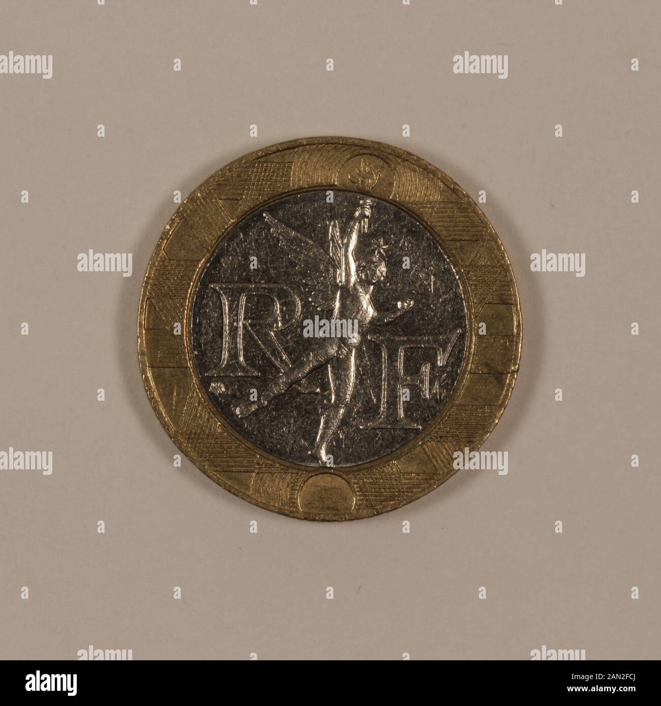 Rückseite einer ehemaligen Französischen 10 Franc Münze Foto Stock