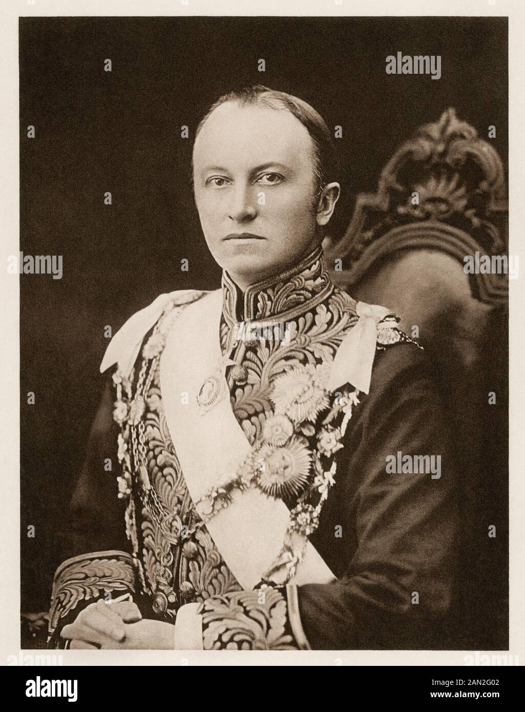 George Nathaniel Curzon, viceré dell'India, primi 1900s. Fotoincisione Foto Stock