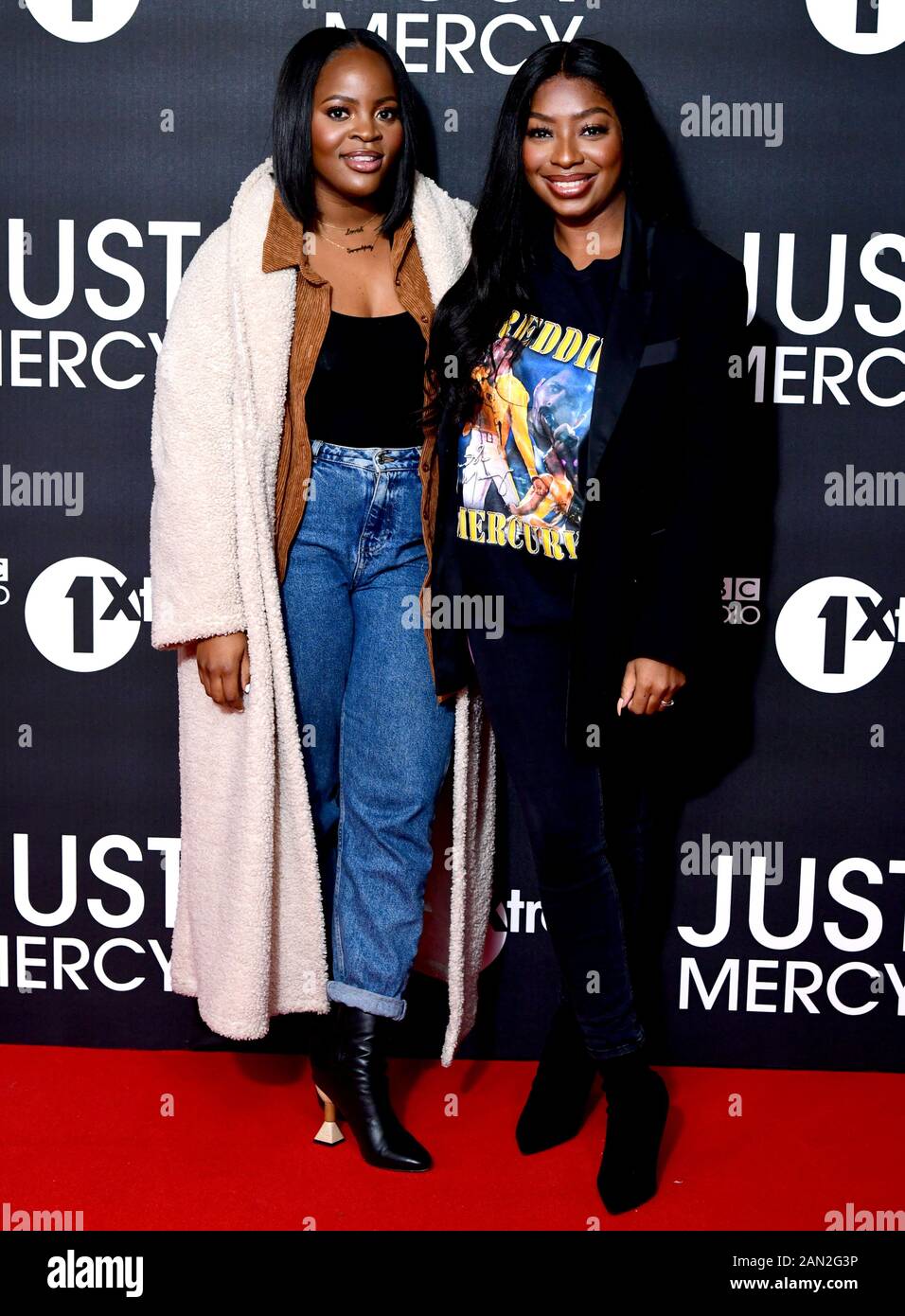 Audrey Akande e Tolani Shoneye partecipano allo screening speciale del Regno Unito Di Just Mercy tenutosi al Vue Cinema di Leicester Square a Londra. Foto Stock