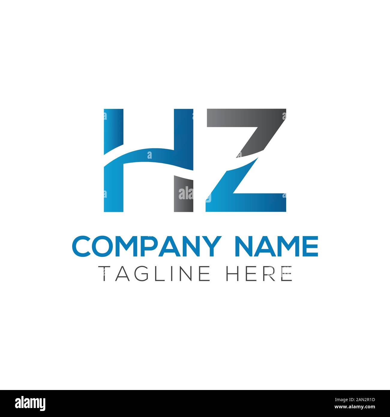 Modello Vettoriale Abbinato Al Logo Letter Hz Con Colore Blu E Nero. Illustrazione Iniziale Del Vettore Hz Illustrazione Vettoriale
