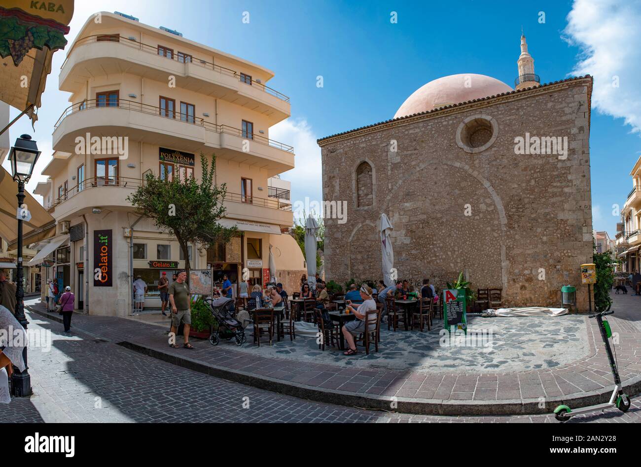 Rethymno Mavrokordatou Alexanrou Street (Polyxenia Boutique Hotel, Gelato.it E La Moschea Neratze) Foto Stock