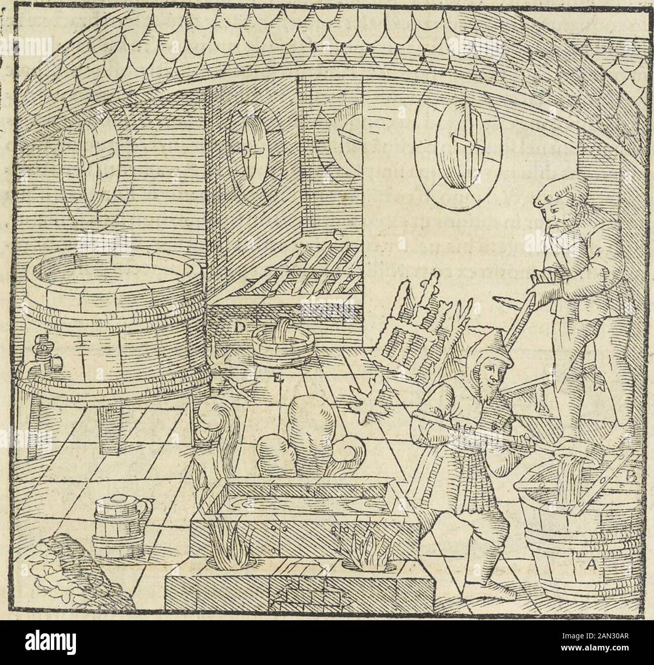 Georgii agricole De re metallica : libri XIIQuibus officia, strumententa, machinae, ac omnia deni[que] ad metallicam spectantia, non modo lupulentissimè describuntur, sed & per effigies, suis locis infertas, adiunctis latinis, germanicis [que] appellationbus ita ocutur unint lout sexus; Eiusdem De animantibus subterraneis liber, . cl:o,lata & alta tres:in qua decoquatur ufq; du craffum et len tumfiat:tum in canalicuru effundatur, per que in altera cortina plumbea,iam di«cla; ajquale &fimileinfluenzat: Atu effundaturin dualiculos Foto Stock