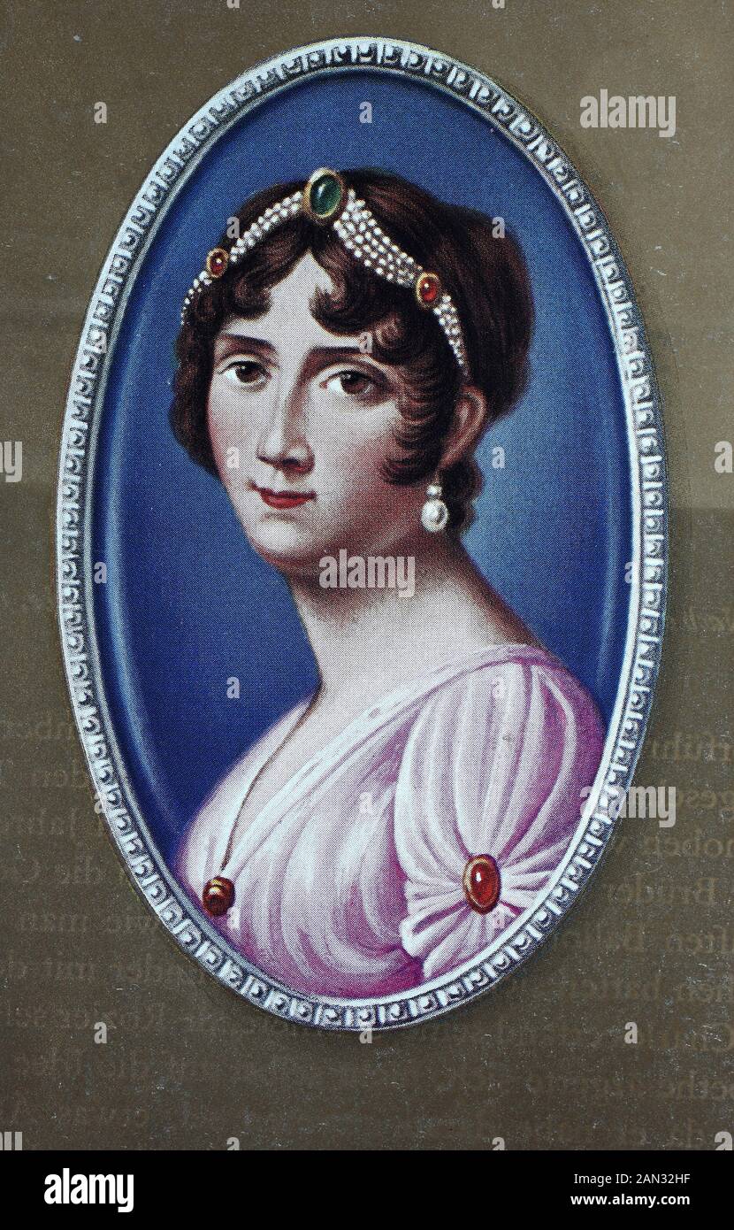 Joséphine de Beauharnais, nata Marie-Josèphe-Rose Tascher de la Pagerie, 23 giugno 1763 – 29 maggio 1814, fu la prima moglie di Napoleone i, e quindi la prima imperatrice dei francesi come Joséphine, / Joséphine de Beauharnais, geborene Marie-Josèphe-Rose Tascher de la Pagerie, 23. Juni 1763 - 29. Mai 1814, guerra die erste Frau Napoleons I. und damit die erste Kaiserin der Franzosen als Joséphine, Historich, riproduzione digitale migliorata di un originale del 19th secolo / digitale Reproduktion einer Originalvorlage aus dem 19. Jahrhundert Foto Stock