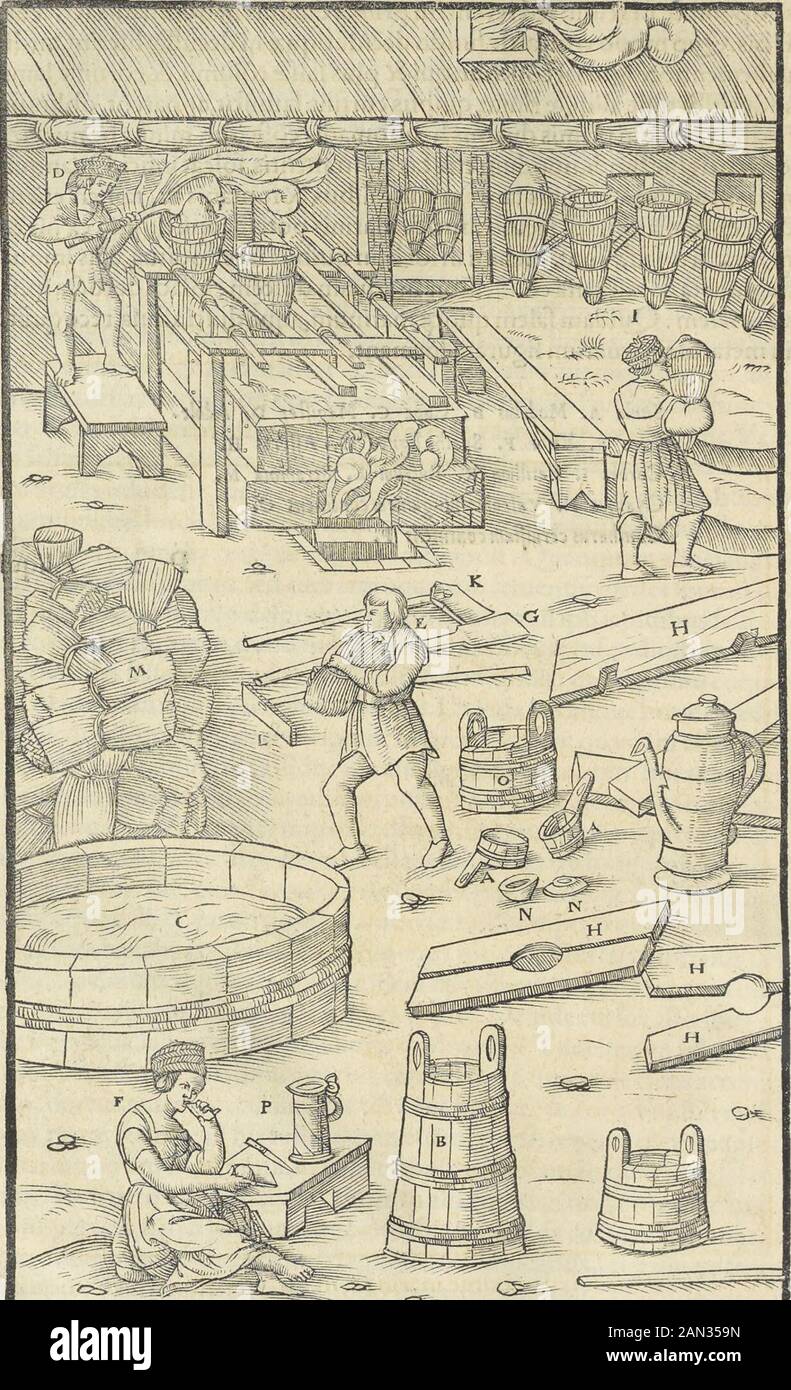 Georgii agricole De re metallica : libri XIIQuibus officia, strumententa, machinae, ac omnia deni[que] ad metallicam spectantia, non modo lupulentissimè describuntur, sed & per effigies, suis locis infertas, adiunctis latinis, germanicis [que] appellationbus ita ocutur unint lout sexus; Eiusdem De animantibus subterraneis liber, . iftae defundo decidut:quaeni decufla? Fuerint,tardius uehementiore igni fai c5ficitur:qui 8c Plus falfse c5fumit,8&lt;: Cortinx laminas adurit.si tunc aliqusc rimse, quibus cortina fathifcit,apparente, oblinuntur maltha.Sal,qui primis duabus Foto Stock