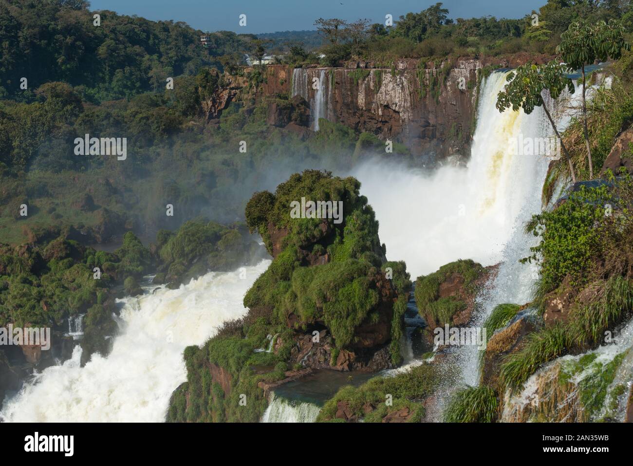 Circuito superiore, Cataratas del Iguazú o Cascate di Iguassù, Parco Nazionale Iguzú, Patrimonio Naturale UNESCO, Provincia Misiones, Argentina, America Latina Foto Stock