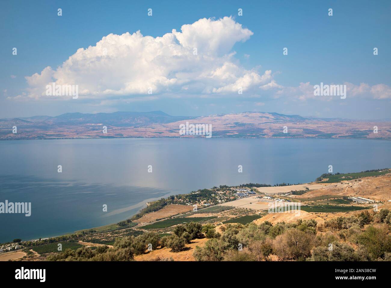 Mare di Galilea, panoramica del più grande lago d'acqua dolce d'Israele Foto Stock