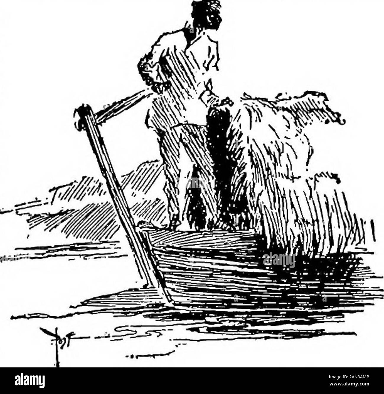 Attraverso le Ande. ir thatboiled in su dalla terra calda della ghiaia come ho emptiedmy fucile della rivista in risposta, e poi loro OFF ATTRAVERSO IL CONTINENTE 315 girò e saccheggiato lentamente indietro ai loro caneshacks. Il sole ha blazed giù sulla canoa aperta, esu ogni lato la giungla pesante ha caduto al bordo di thewaters senza il ripple di una foglia, eonly o.ur progresso ha alimentato l'aria con un sottile, hotzephyr. Le spose Tacana si sono adattate a comode nicchie nel carico, andchattered gaily con l'equipaggio. Una volta in un luogo dove c'era un passaggio tortuoso soffocato da serpenti che richiedevano un lavoro attento da parte di Foto Stock