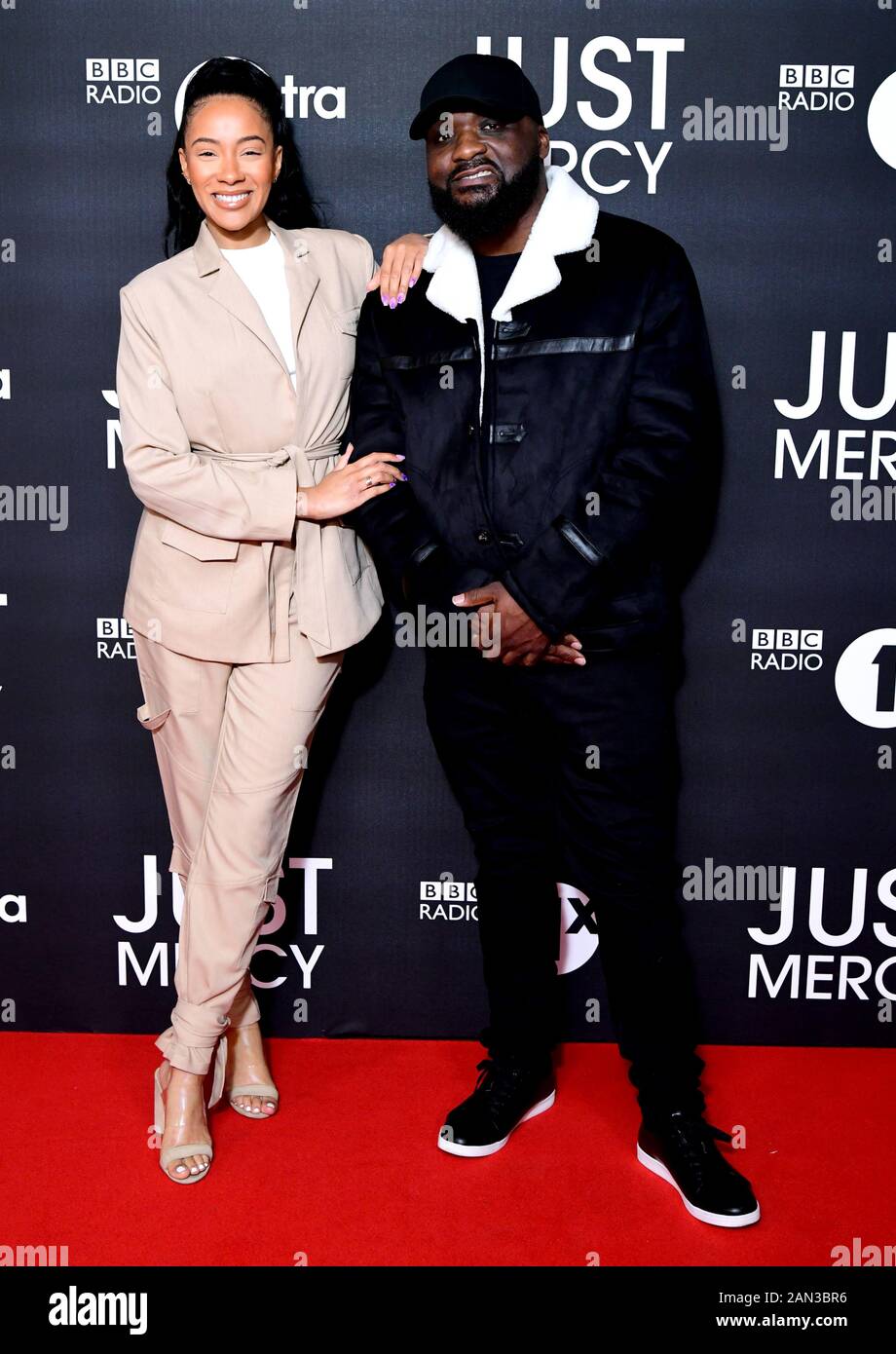 Yasmin Evans e Ace partecipano allo screening speciale del Regno Unito Di Just Mercy tenutosi al Vue Cinema, Leicester Square di Londra. Foto Stock