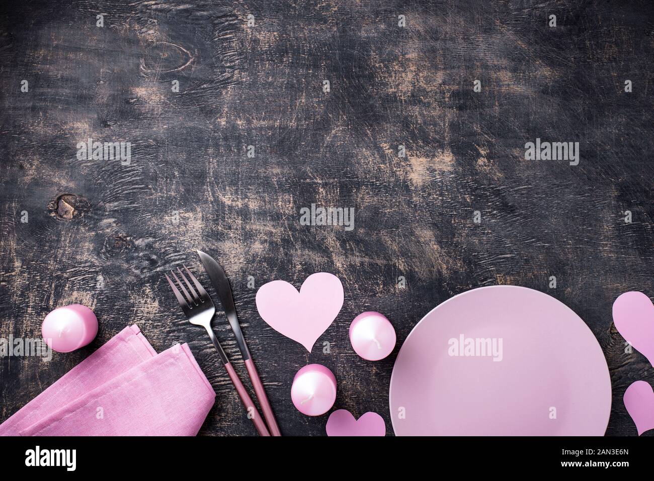 Il giorno di San Valentino rosa Impostazione tabella Foto Stock