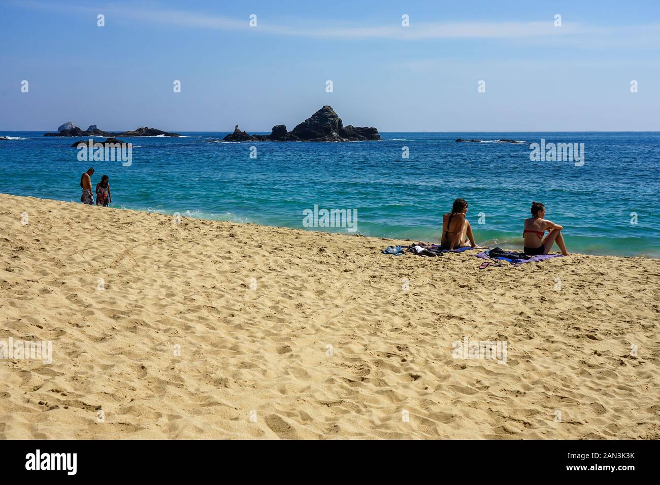 Spiaggia di sabbia di Mazunte, Huatulco, Messico, Bahia de Huatulco, Foto Stock