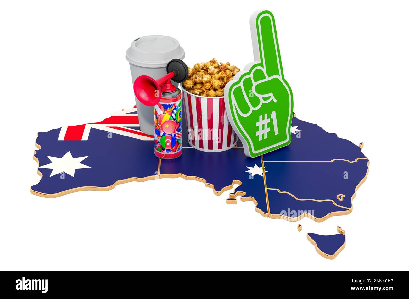 I ventilatori di sport in Australia concetto, 3D rendering isolati su sfondo bianco Foto Stock