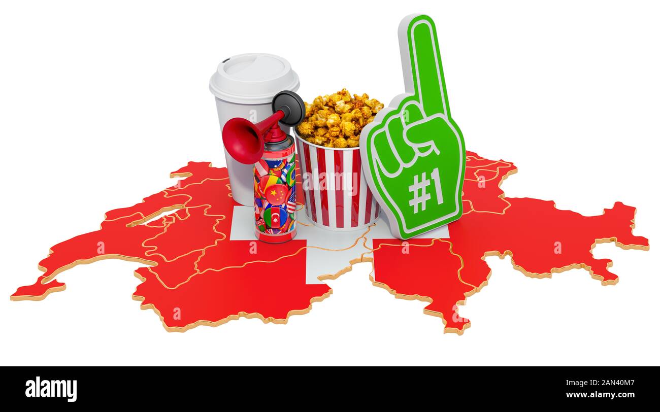 I ventilatori di sport in Svizzera concetto, 3D rendering isolati su sfondo bianco Foto Stock