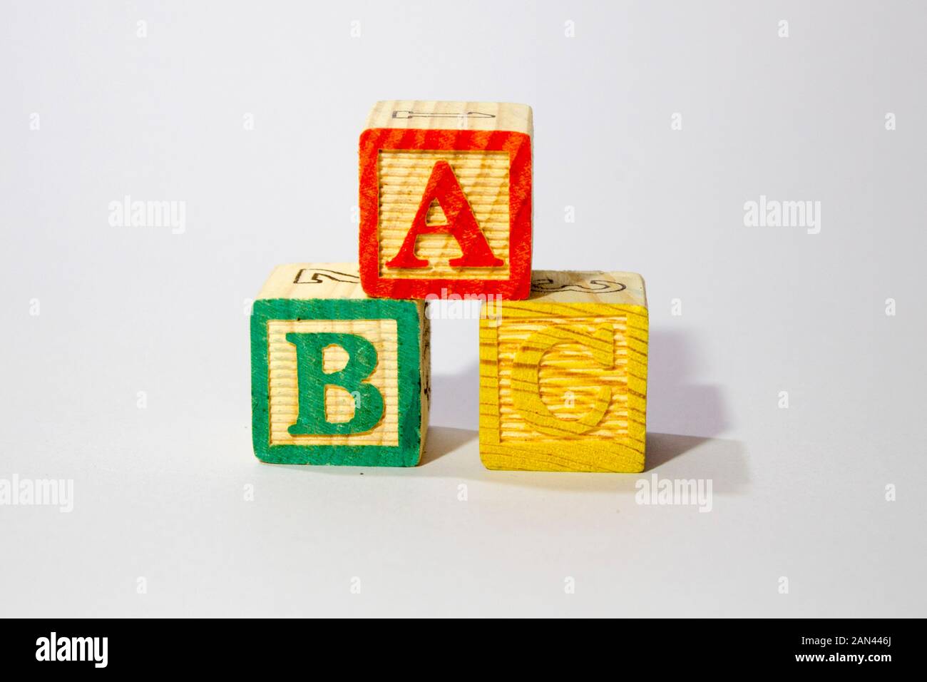 Alfabeto di legno blocchi Foto Stock