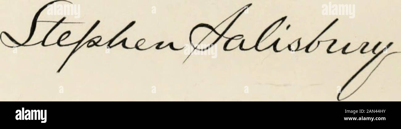 Registro storico e genealogico del New England . REGISTRO STORICO E GENEALOGICO DEL NEW ENGLAND. OTTOBRE 1906. Stephen SALISBURY, NATO il 31 marzo 1835 a Worces-ter e morto lì il 16 novembre 1905, FU discendente da JohnSalisbury, a :f Mariner,: Di Boston, il cui nome compare per la prima volta nella lista degli atax per il 1689, e che è stato sposato due volte, in primo luogo ad Annabel, whodomed 7 settembre 1694, da cui aveva tre figli: John, nato 5 gennaio 1690, è morto 15 dicembre 1704, e Nicholas andJames, gemelli, nato 20 agosto 1694, entrambi probabilmente Foto Stock