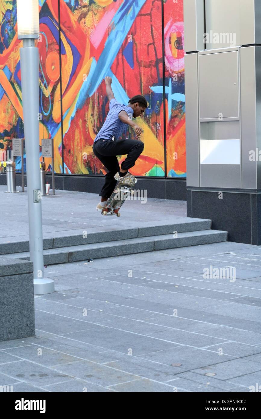 Skateboard a New York City Foto Stock