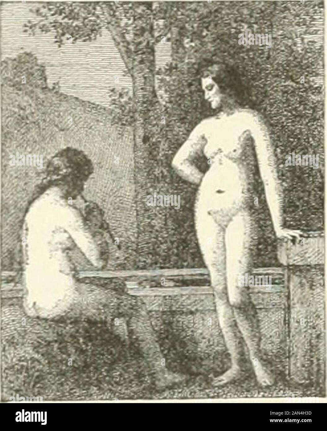 Nouveau Larousse Illustrator : dictionnaire universale enciclopédique . ua faites Leconte de Lisle, sontde remarchesi idillio. Composizione toute dinspirationchampêtre, sous forme dépopée, de dramame ou de roman, dont 1 ampleur dépasse les limites de lidylle mérite mieuxle nom de pastorale. Iconogr. Sans parler des pastorales galantes quontpeintes Watteau, Boucher. Baudouin. Laucret, Pater,Vanloo, Poly-dore Glauber,Gérard de Lai-resse, nous si-gnalerons quel-ques-unes descompositions ex-posées sous letitre d/dylle.Dabord le beautableau de Hen-ner, exposé auSaloD de 1872 :deux nymphesnont- neuu résont Foto Stock