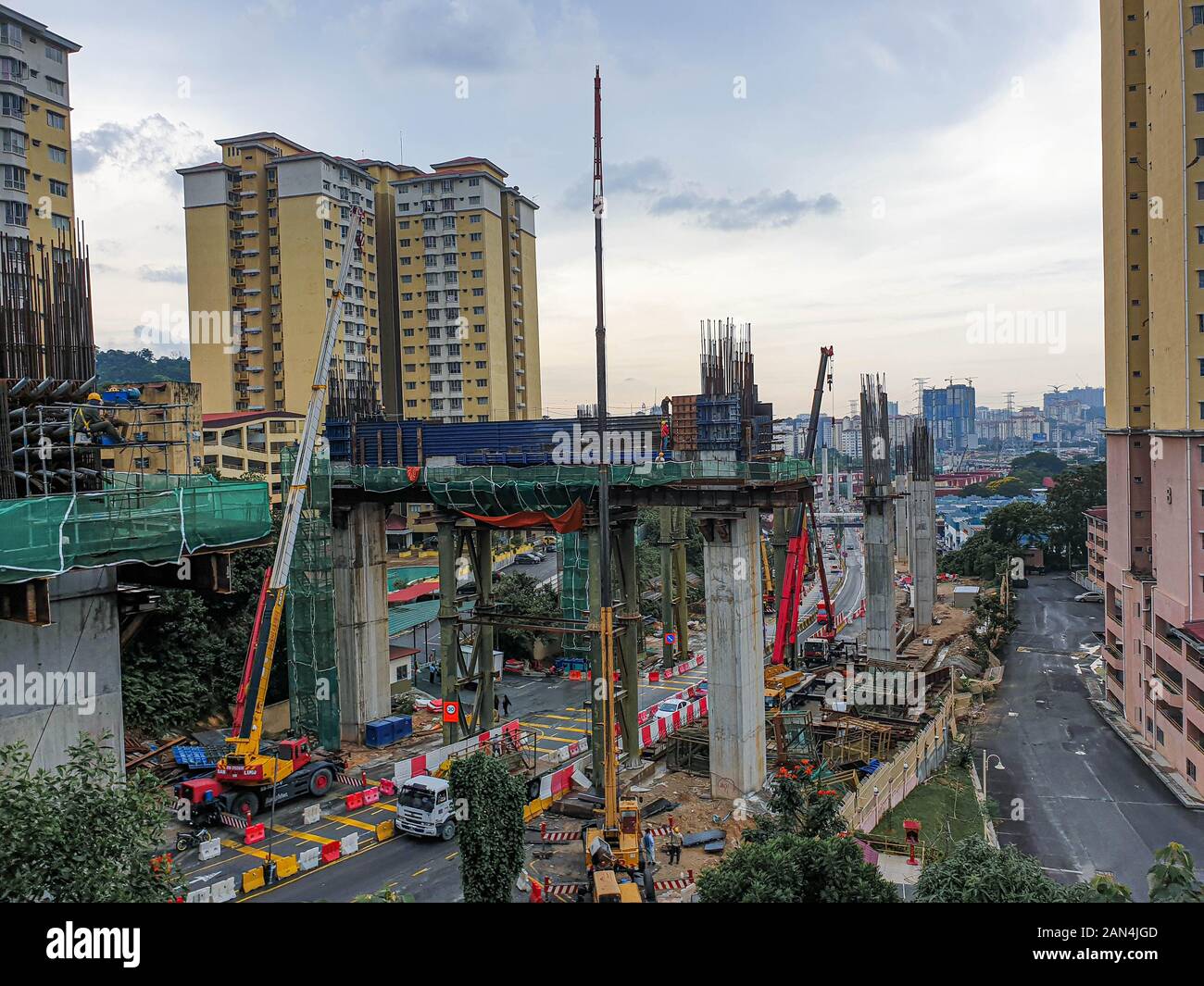 Costruzione di KL SUKE (Sungai Besi Ulu Kelang) Express Way su Cheras Foto Stock