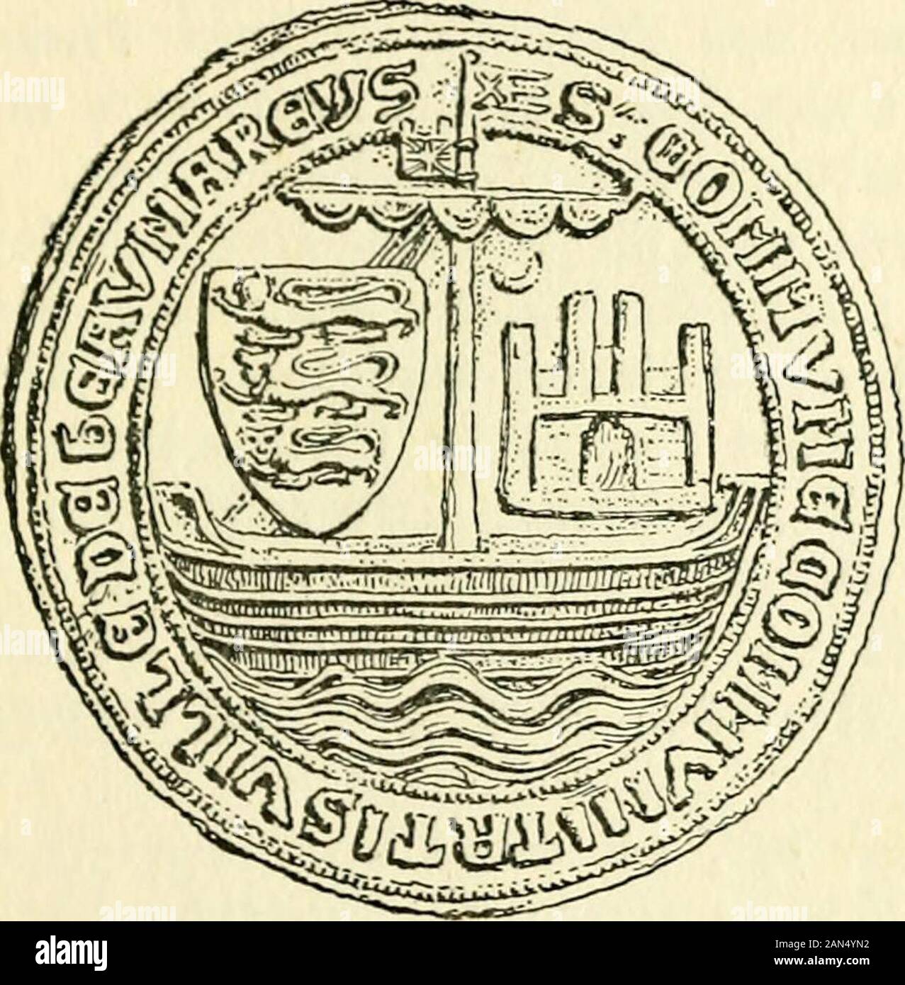 Memoriali di old north Wales . dir cappella in Llanrwst chiesa.La seconda, circolare e datata 1703, è in Caerwyschurch. Un articolo sul funerale a mano le campane in Valeof Clwyd è stata scritta da p. J. Fisher^ il distretto del Galles del Nord hanno un bello schermo piatto ofcivic, regalia, guarnizioni, &c., come sarà osservato dal recinto seguente account. Molte matrici originali di ecclesi-astical, monastica, borough, e altri sigilli sono periti,anche se cera impressioni sono state conservate, tali asthat di Harlech, a.d. 1529, e guarnizione Llewelyns illustratedon, pagina 167. ^ Arch. Camb., 6 serie, vol. vi., 1906. Foto Stock