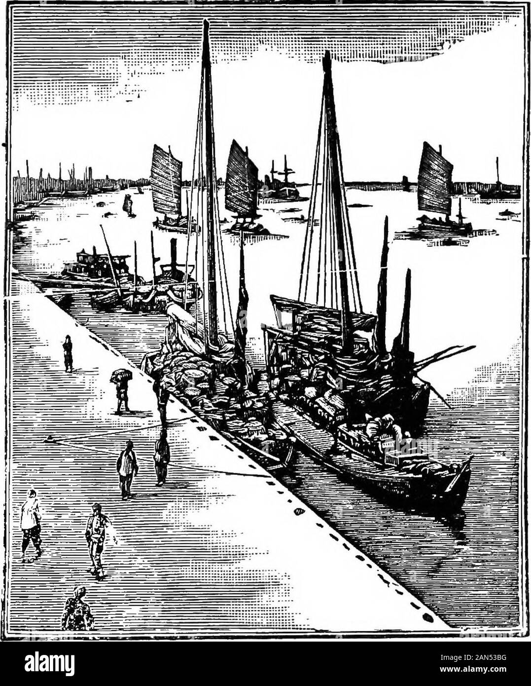 Stampa commerciale geografia della Cina . TiMBBR zattere su thb Yalu River In Manciuria sono uomini di diverse gare-mongoli, uomo-Chua, russi e giapponesi. Ma le persone che stanno facendo il miglior attualmente sono nessuno di questi, ma il cinese dal Laichowand Tengchow distretti di shantung. Il forte e diligente.Shantung uomini andare a tutte le parti delle tre province orientali e lavorare sodo e avere successo non importa ciò che la stagione è. Li Manyof stanno rendendo le loro case vi. È operoso,,intraprendente uomini come questi che sviluppano la Manciuria per la Cina. La provincia di FENGTIEN 55 FENGTIEN {^^^) area 59,000 squa Foto Stock