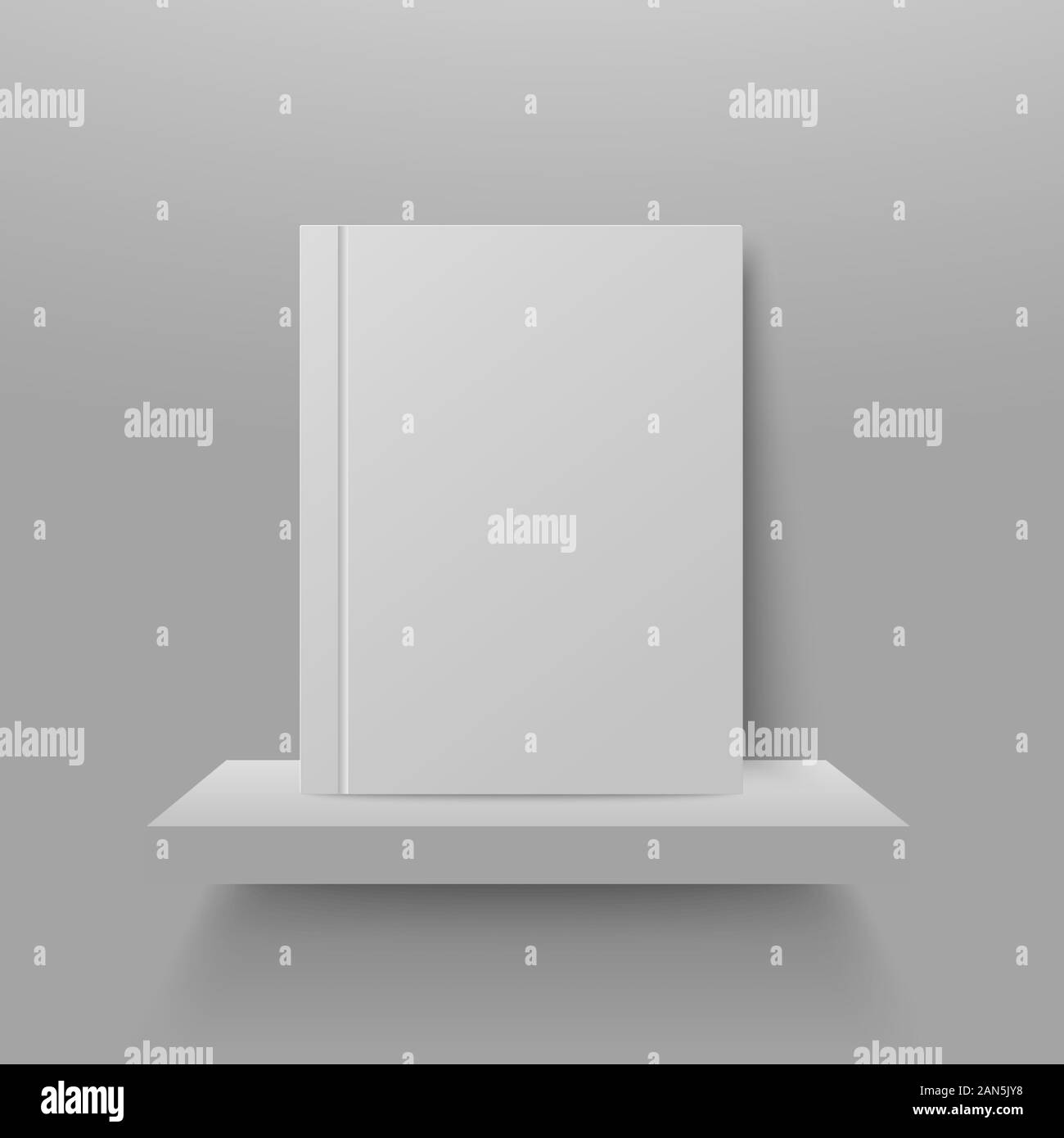 Ripiano sul muro con il libro. Svuotare realistico scaffale. Store stend in negozio, vista frontale. Libro best-seller sulla vetrina. Display Bookstore mockup desi vettore Illustrazione Vettoriale