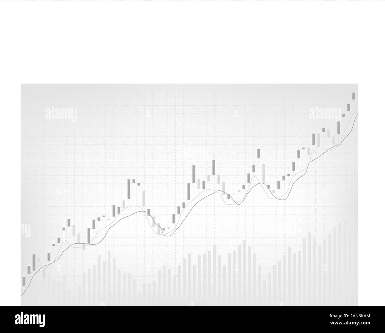 Candele finanziario tendenza rialzista Grafico azionario, con gli indicatori sono su sfondo bianco. Bull mercato. Illustrazione Vettoriale Illustrazione Vettoriale