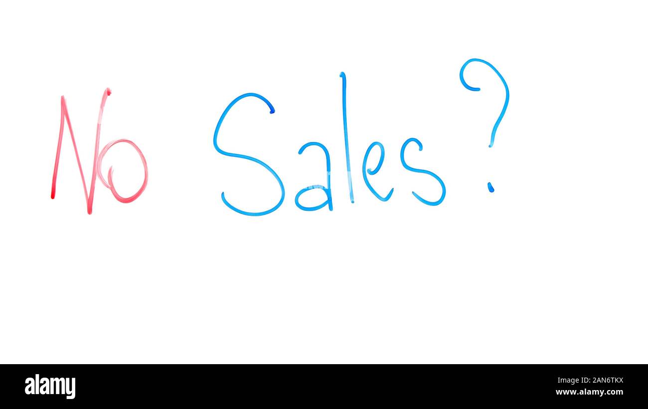 Nessuna domanda di vendita scritta su vetro, soccombente business plan, basso reddito Foto Stock