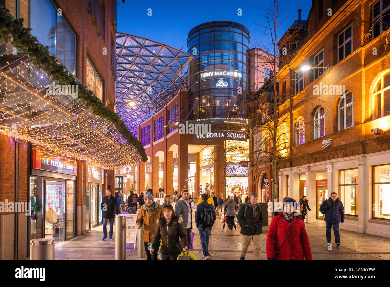 Centro commerciale Victoria Square a Natale a Belfast Foto Stock