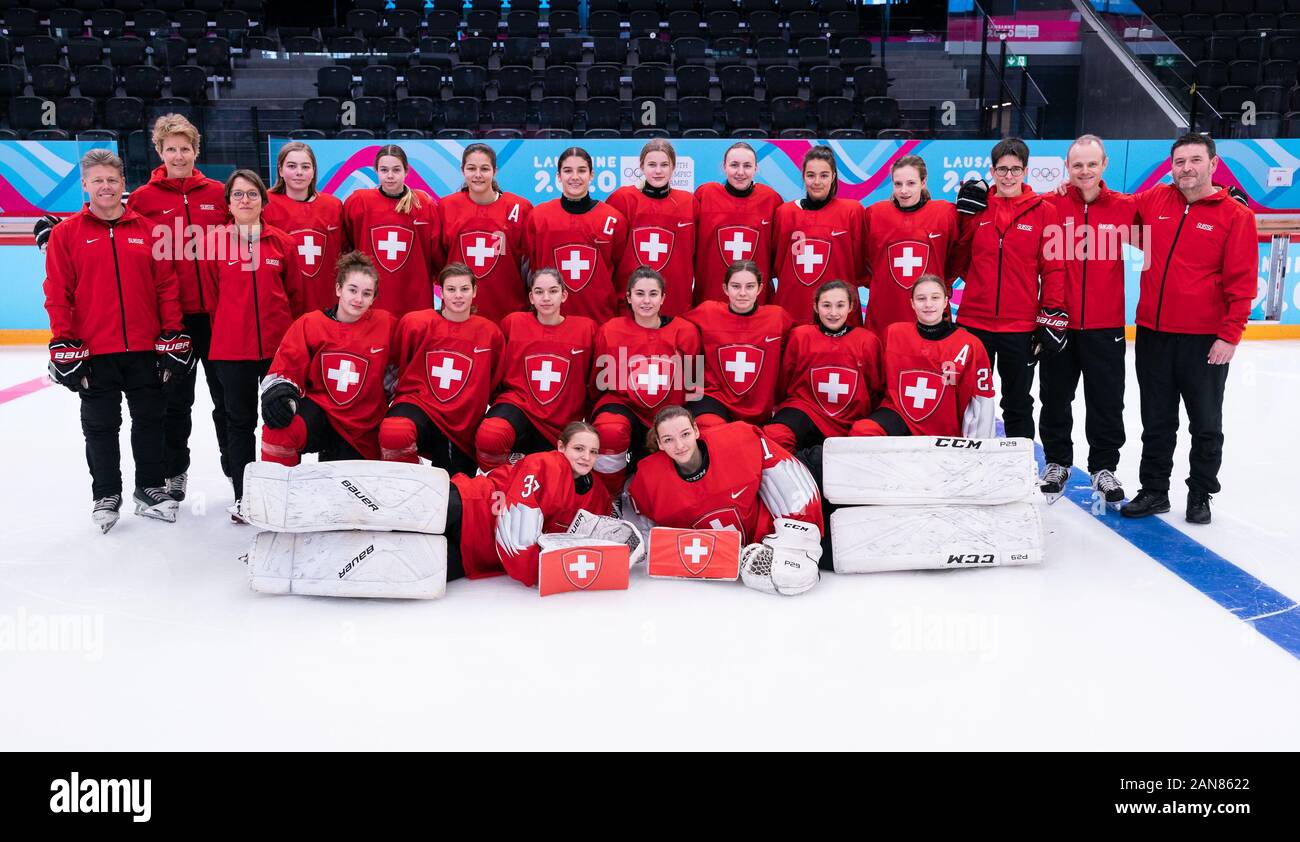 16.01.2020, Losanna, Vodese Arena, Olimpiadi della Gioventù, Ice Hockey Femminile, Team Svizzera - Foto Stock