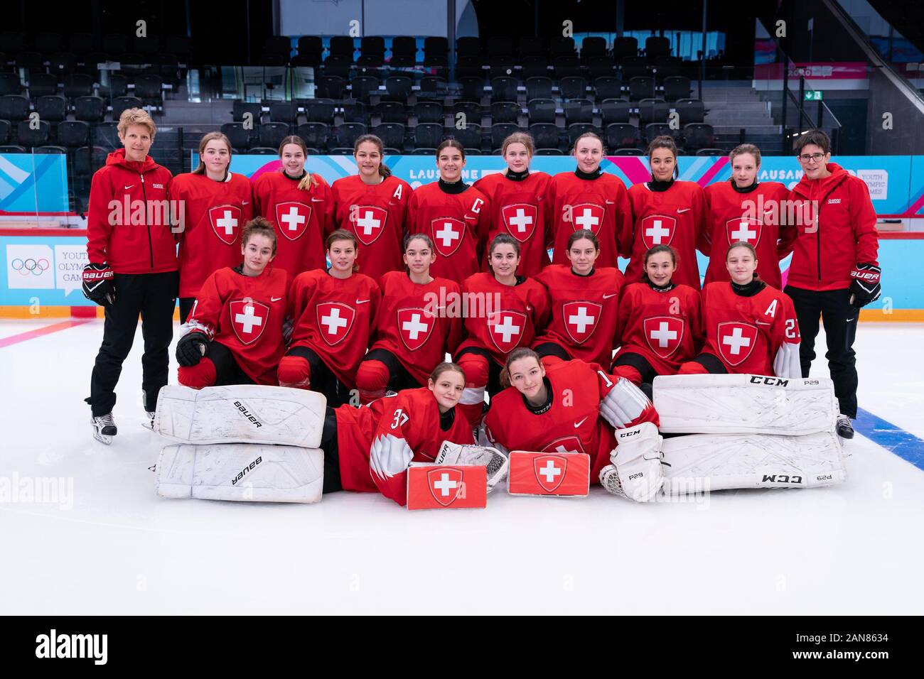 16.01.2020, Losanna, Vodese Arena, Olimpiadi della Gioventù, Ice Hockey Femminile, Team Svizzera - Foto Stock