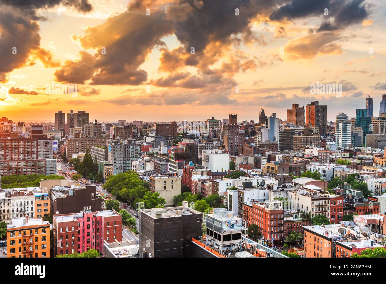 New York, New York, Stati Uniti d'America Lower East Side cityscape sopra Houston Street. Foto Stock