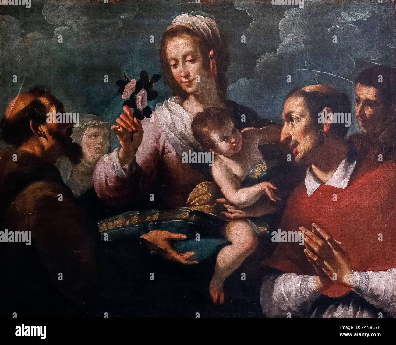 Italia Liguria Genova: Musei di Strada Nuova - Palazzo Bianco - Giovanni Andrea de Ferrari - Madonna col bambino tra i santi Francesco e Caterina e Carlo Borromeo Foto Stock