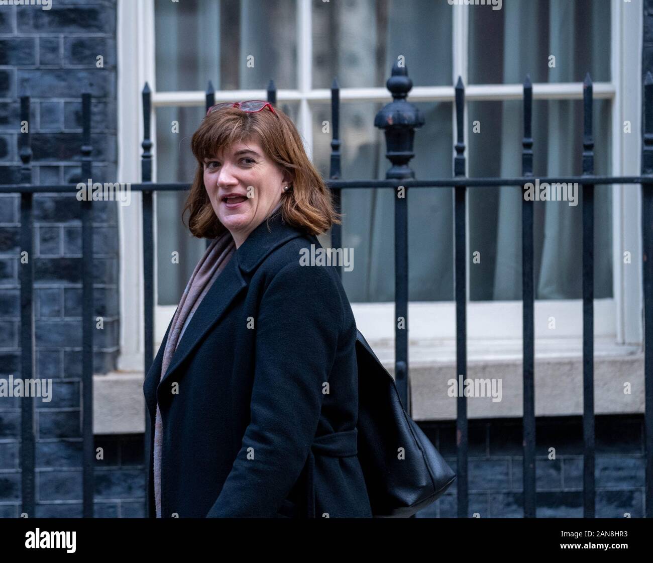 Londra REGNO UNITO 16 gennaio 2020, Nicy Morgan, cultura Segretario lascia 10 Downing Street, Londra Credit Ian Davidson/Alamy Live News Foto Stock