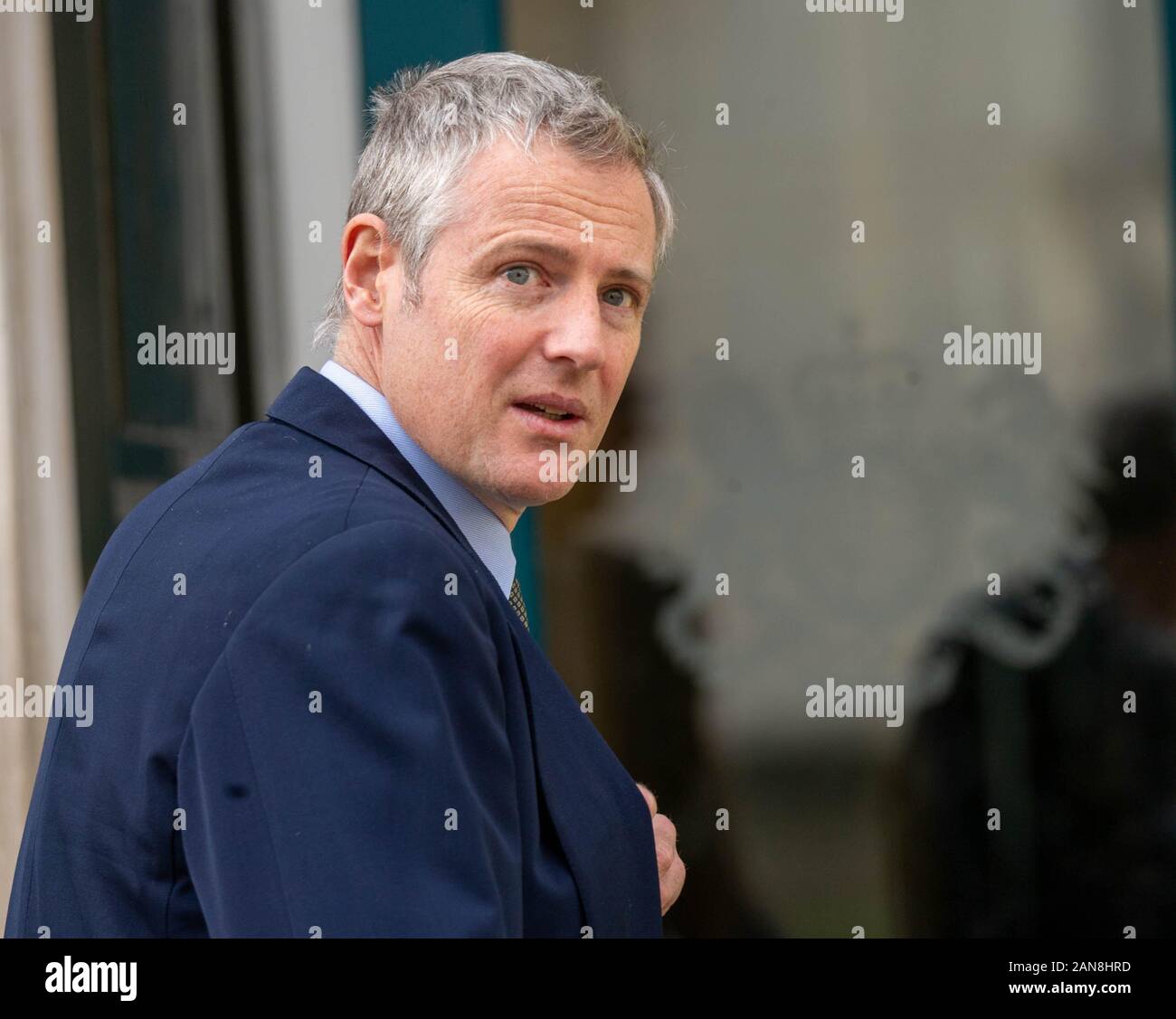 Londra REGNO UNITO 16 gennaio 2020, il Barone Zac Goldsmith, Ministro di Stato per l'ambiente e sviluppo internazionale arriva al Cabinet Office, Londra Credit Ian Davidson/Alamy Live News Foto Stock