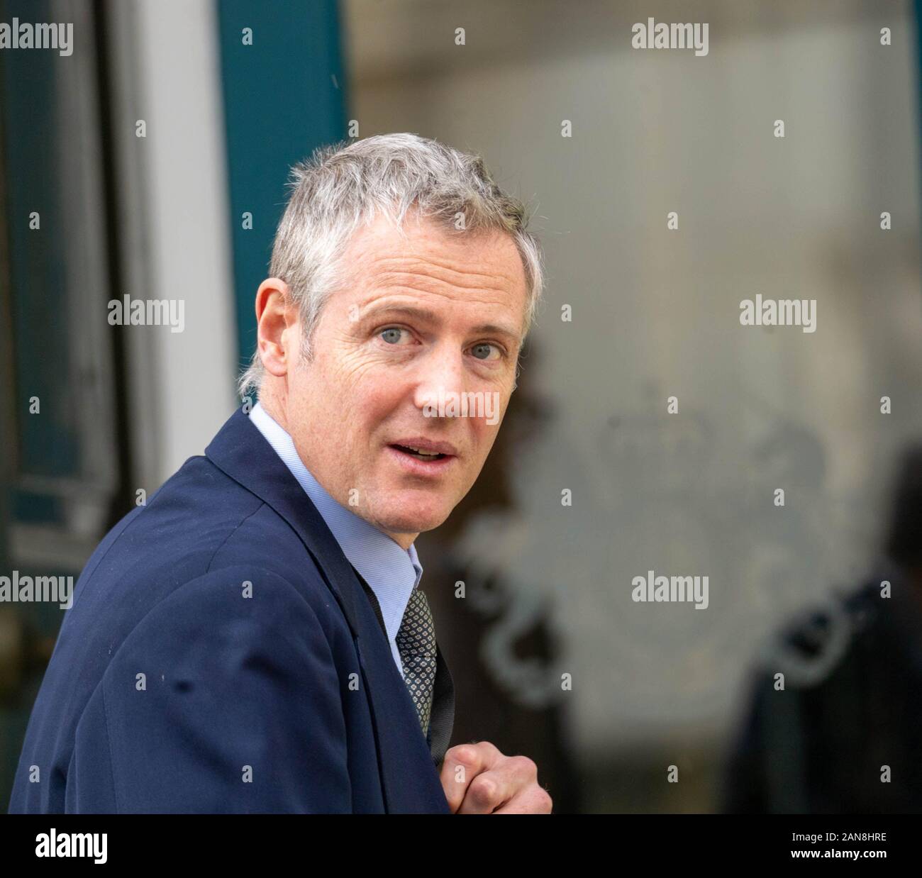 Londra REGNO UNITO 16 gennaio 2020, il Barone Zac Goldsmith, Ministro di Stato per l'ambiente e sviluppo internazionale arriva al Cabinet Office, Londra Credit Ian Davidson/Alamy Live News Foto Stock