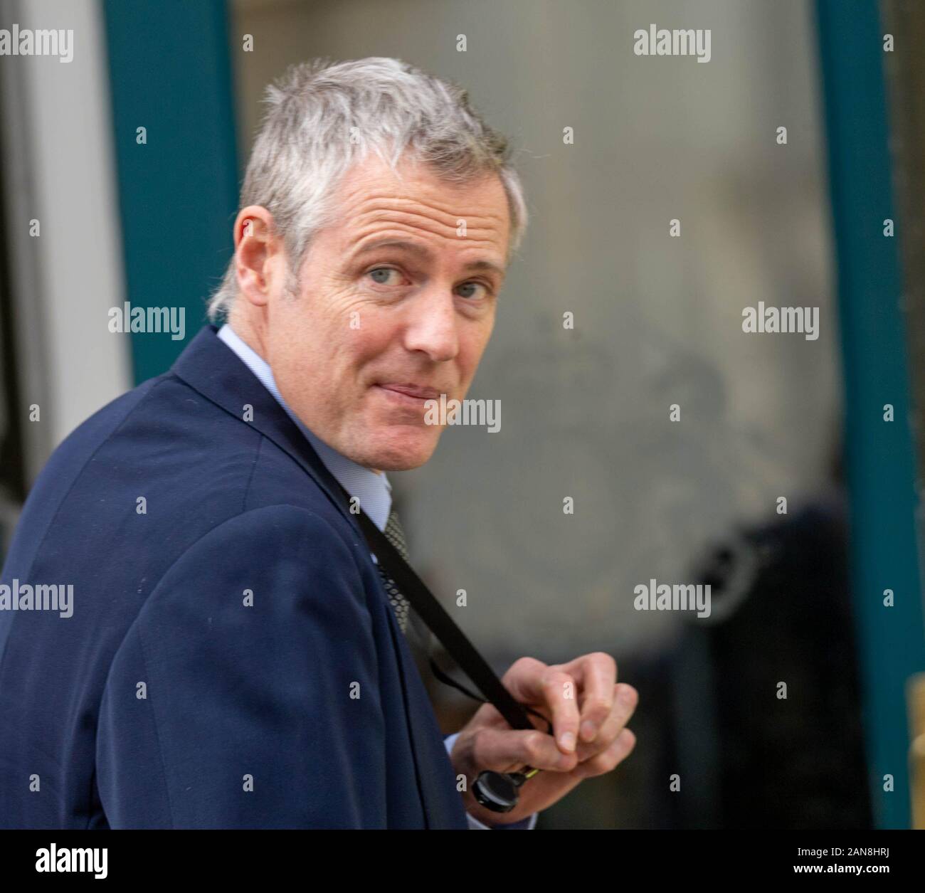 Londra REGNO UNITO 16 gennaio 2020, il Barone Zac Goldsmith, Ministro di Stato per l'ambiente e sviluppo internazionale arriva al Cabinet Office, Londra Credit Ian Davidson/Alamy Live News Foto Stock