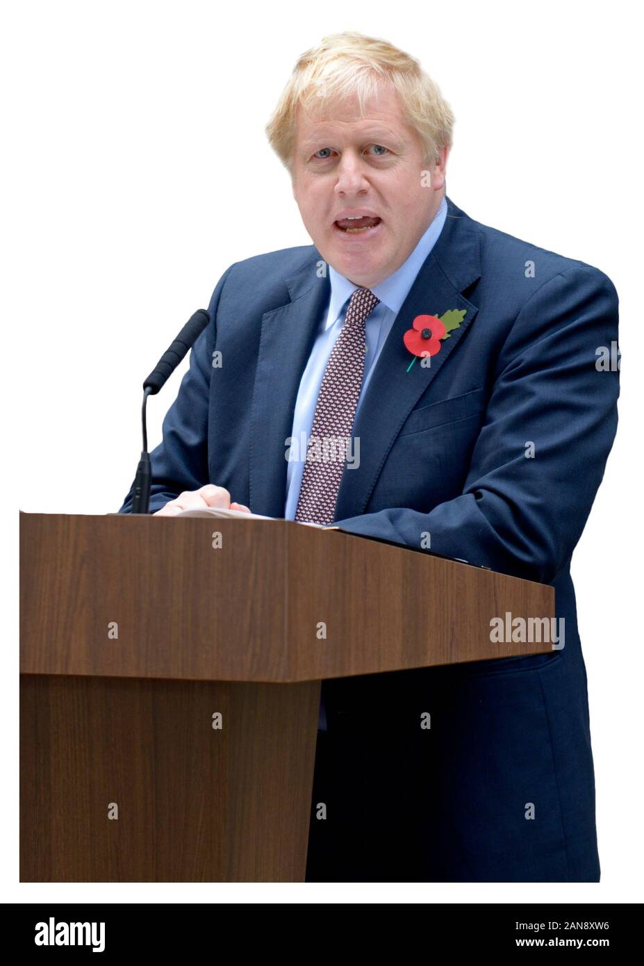 Primo Ministro britannico Boris Johnson annuncia formalmente un dodicesimo dicembre elezioni generali di Downing Street dopo la riunione con la regina in precedenza in th Foto Stock