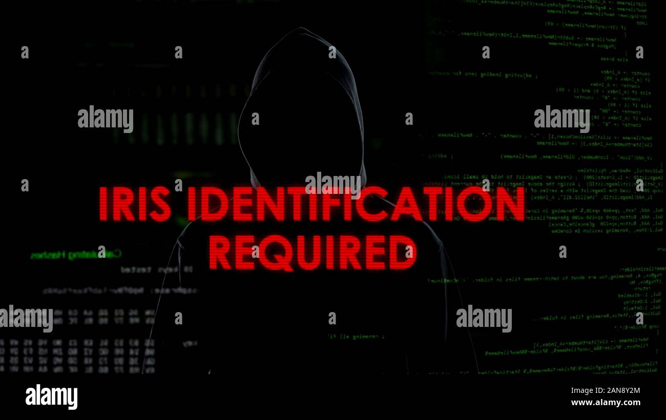 Iris è richiesta l'identificazione, fallito tentativo di hacking su server, guasto Foto Stock