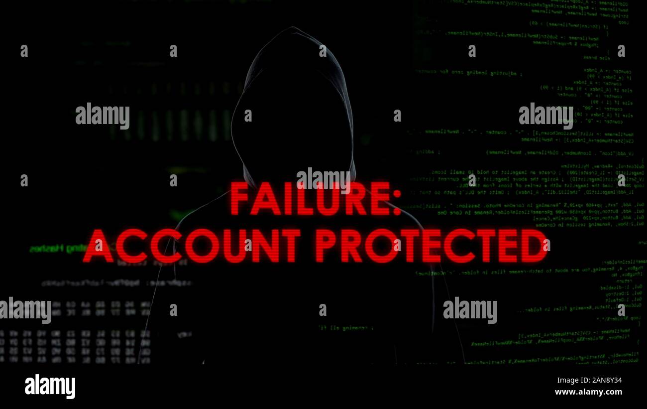 Guasto, account protetti, fallito tentativo di hacking per rubare dati personali Foto Stock