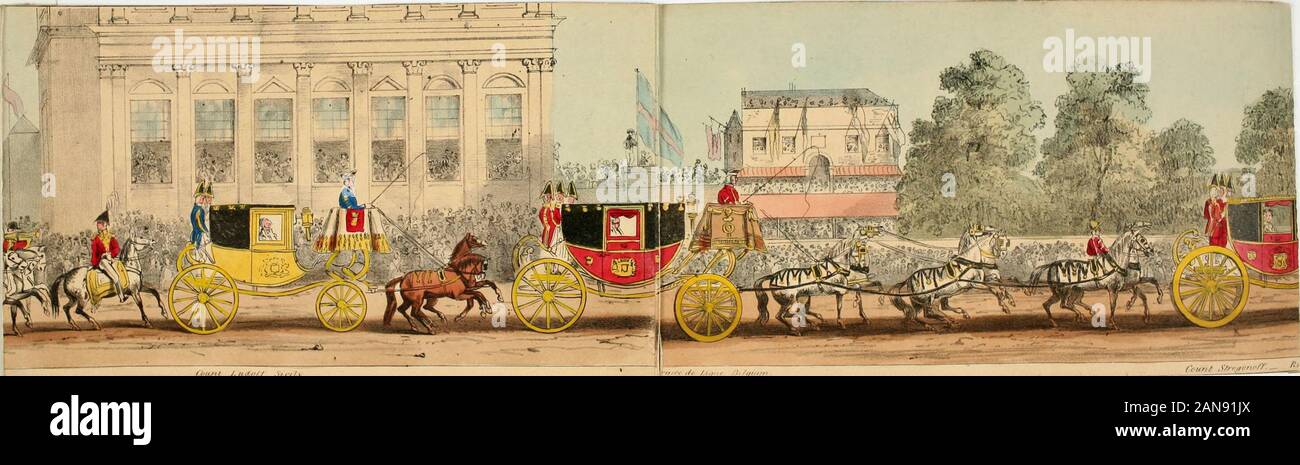 Il Tableau della processione presso l incoronazione della Regina Victoria, 28 Giugno 1838 : essendo una rappresentazione accurata di quella splendida pageant ; con una vista dell'Abbazia di Westminster, le case in tutta la linea di processione e una delimitazione dei rispettivi decorazioni, &c&c . tt,n&GT;,l. /.•",/ M. liot /. n.f/ Foto Stock