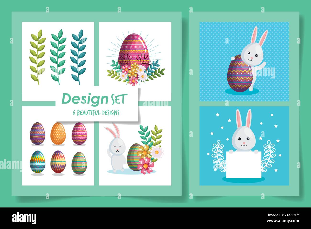 Sei modelli di di felice celebrazione di Pasqua Illustrazione Vettoriale