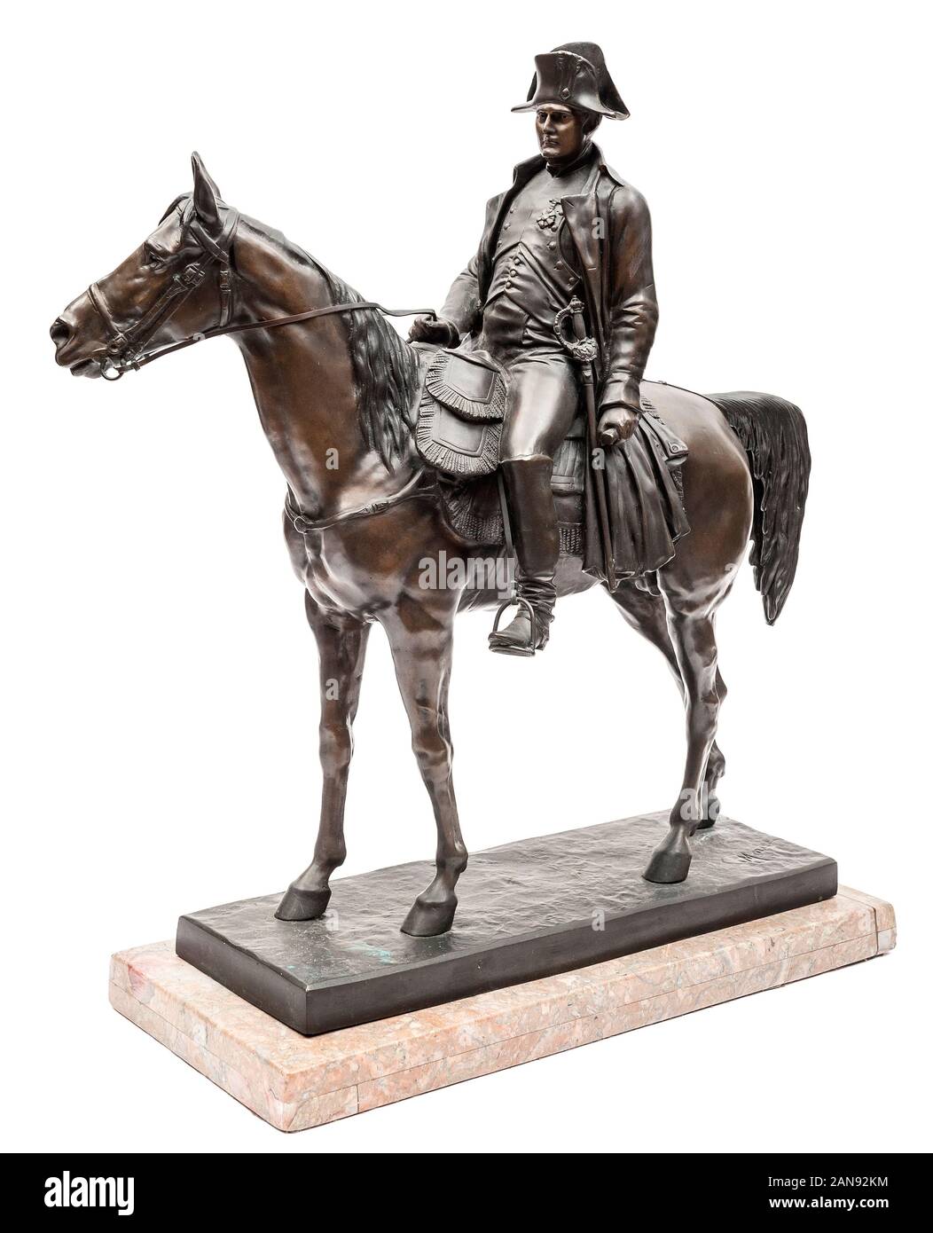 L'imperatore francese Napoleone Bonaparte sul suo cavallo Marengo Foto Stock