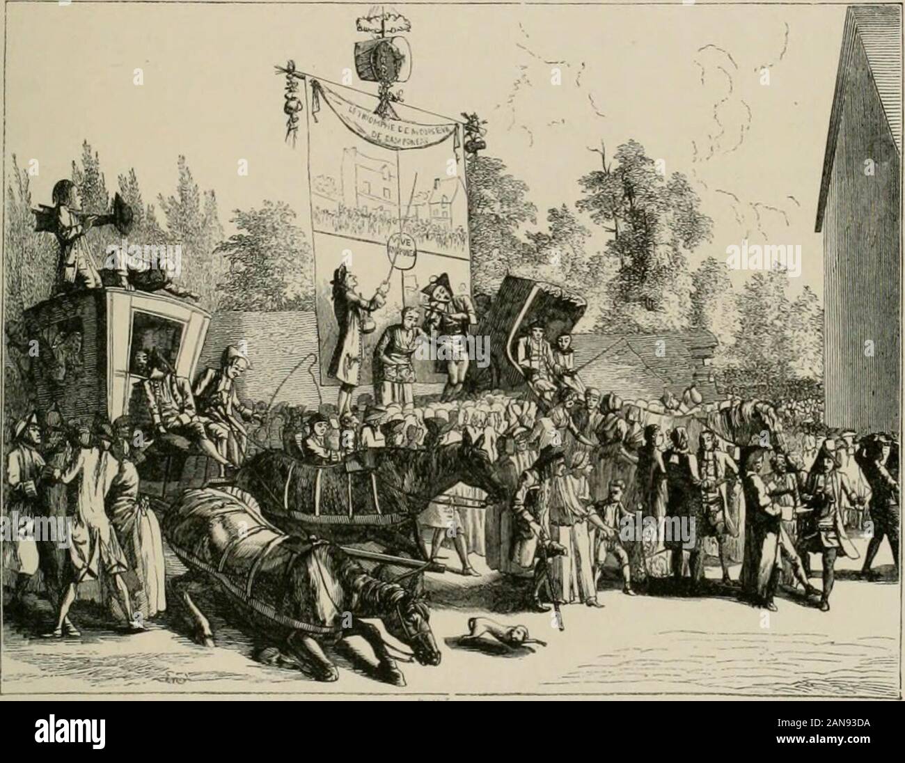 Il XVIII secolo; le sue istituzioni, le usanze e i costumi della Francia, 1700-1789 . Un; D 0&LT; W H H uoo^; f5 a u OS FETE giorni e i divertimenti di Parigi. 349 La Rivoluzione e Maria Antonietta fu portato lì più thanonce da suo cognato, Comte dArtois, suo incognito beingrespected dai visitatori che è accaduto a riconoscere la sua. TheQueen spesso detto che non aveva mai goduto di se stessa tanto. Fig. 229.-Ramponeau*^; taverna a La Courtille ; iev dall'esterno. Fac-similc da un famoso disegno. come la notte del Shrovc-Tuesday, quando lei era presente al thecourse nel Grand-Salon des Por Foto Stock