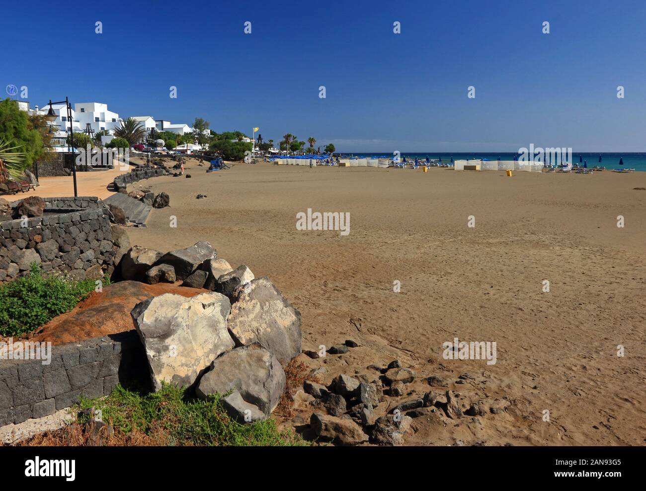 Playa Pocillos, Puerto del Carmen, Lanzarote Foto Stock