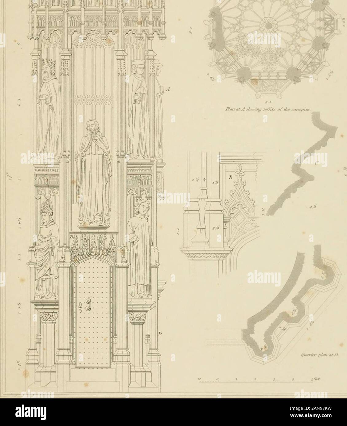 Esemplari di architettura gotica; selezionato da vari edifici antichi in Inghilterra: costituito da piani, elevazioni, sezioni e parti alla grande .. . A- Fu^ ^ dw0K //, ,/,. r&LT;:.ar.y/// /L/^- /^^^ PL.JCX.XIll. ^^^^^^?-^-. .T Pl(/in.Jin:i-f .Ufn-M .•.f^. ( Ifi/r///ry/ r/ . //R///rv/.u .7/^///////,;," /!,.,/", ?///// r/""/ LiiA,-n.nMuM/ir.rTii&GT;-li-r. m IH^Ii IMhitrn Dn-ilUr/^ PI. xxxn .-,&GT; Hf. Foto Stock