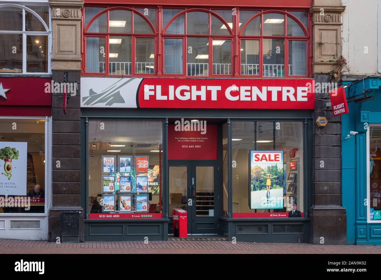 Negozio di agenzie di viaggio del centro di volo a New Street, Birmingham, West Midlands, Regno Unito Foto Stock